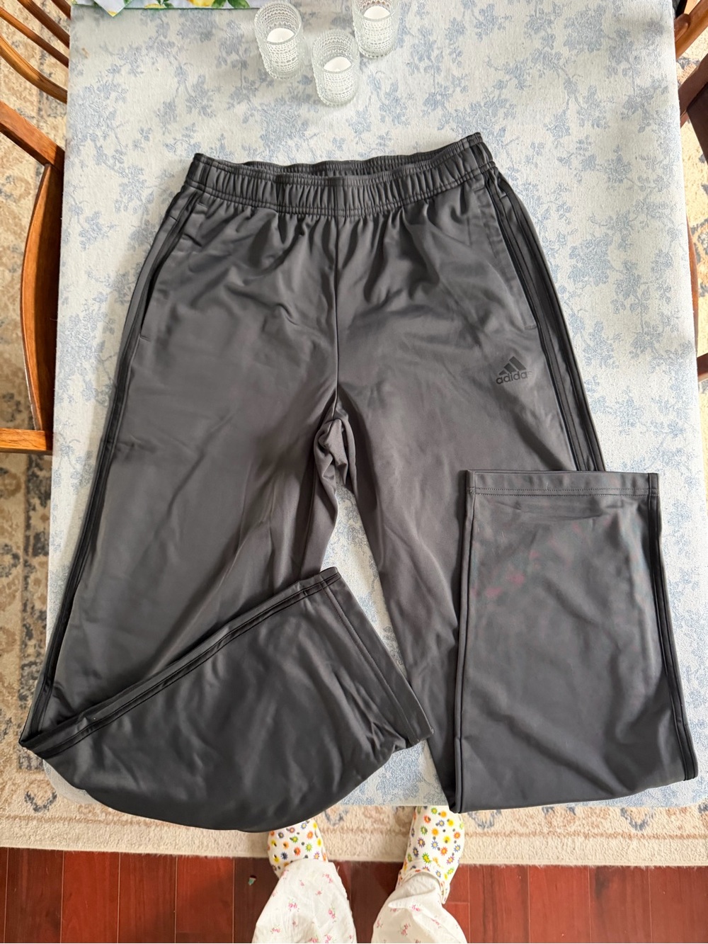 adidas Men’s Charcoal Gray Track Pants with Side Stripes Never worn